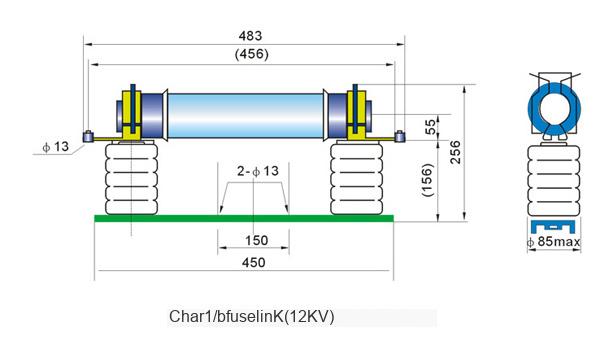 XRNT High-voltage Current-limiting Fuse External Dimension Diagram 1