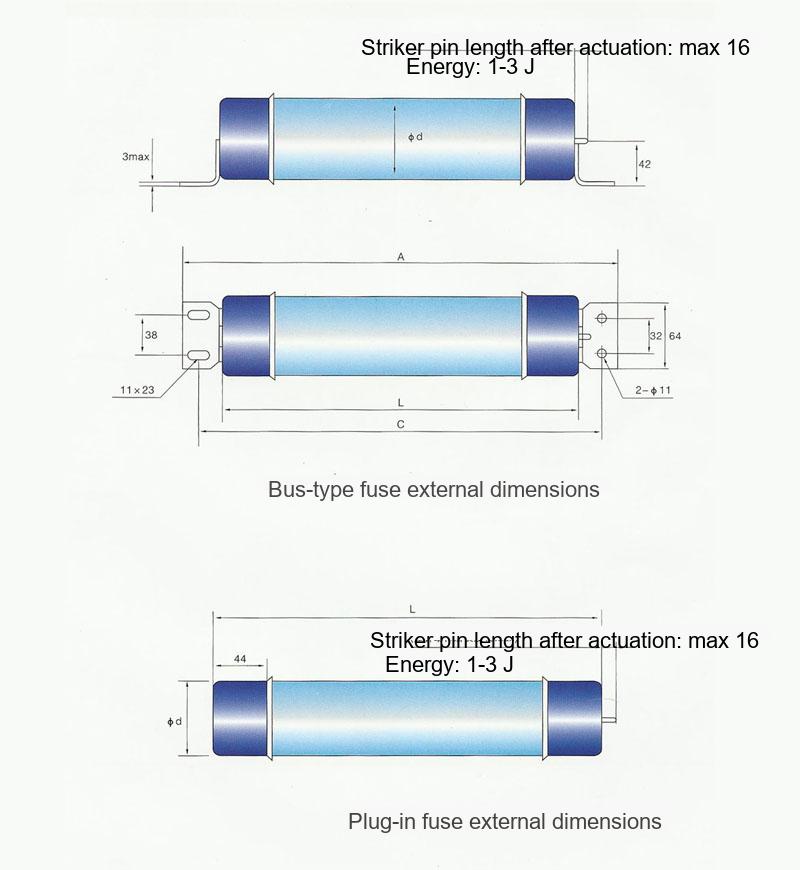 XRNM High-voltage Current-limiting Fuse Technical Parameters Diagram