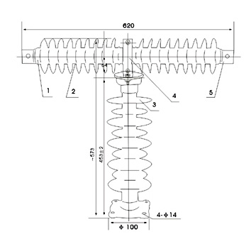 HRW10, HRXWO-35KV Outdoor High-voltage Current-limiting Fuse Structural Dimension Separator