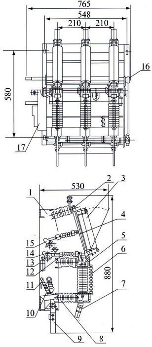 Structure Drawing of FN21-12 Vacuum Load Switch and Combination Apparatus