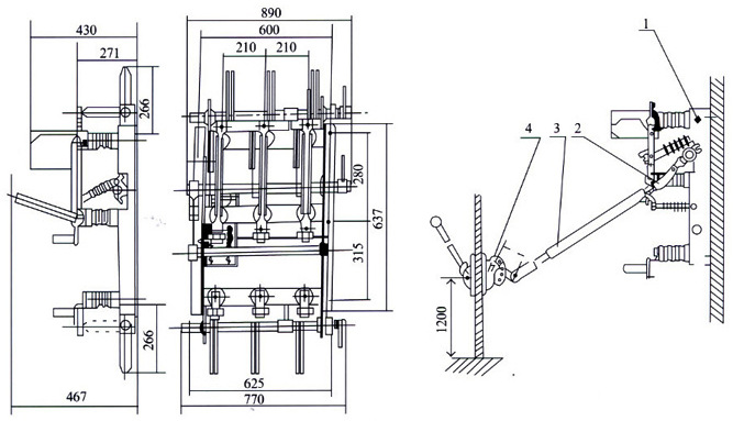 Outline Drawing 2 of FN7-12R High Voltage Load Switch