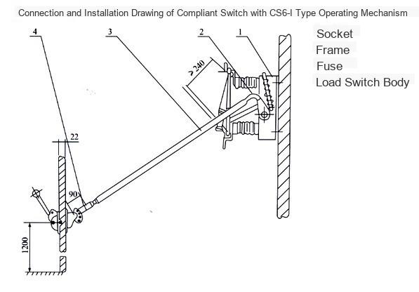 Installation Drawing 1 of Connection between Load Switch and CS□ Operating Mechanism