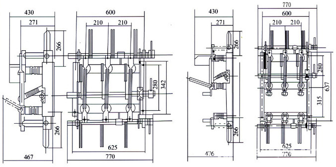 Outline Drawing 1 of FN7-12R High Voltage Load Switch