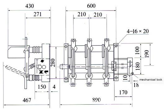Outline Drawing 3 of FN7-12R High Voltage Load Switch