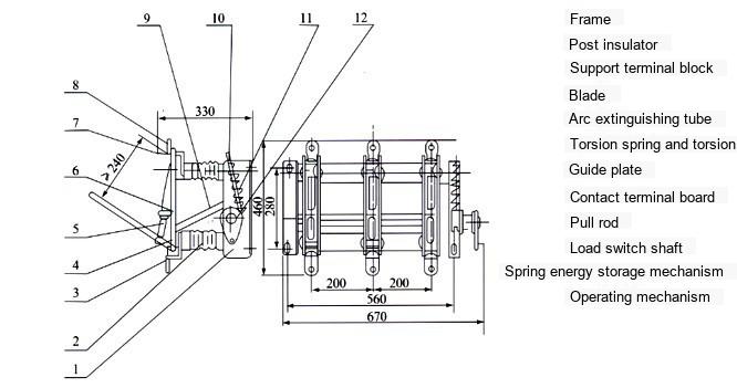 Outline Drawing 1 of FN5-12R High Voltage Load Switch