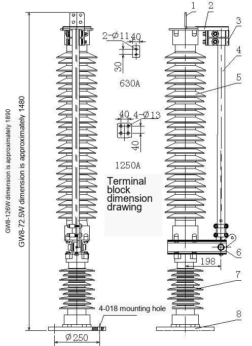 GW8 Neutral Point Outdoor High Voltage Disconnecting Switch Principle and Structure Diagram