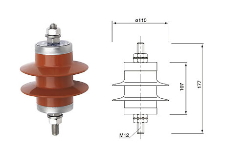 3kV Capacitor Type Zinc Oxide Arrester Dimensions HY5WR-5/13.5 Capacitor Type Zinc Oxide Arrester Appearance