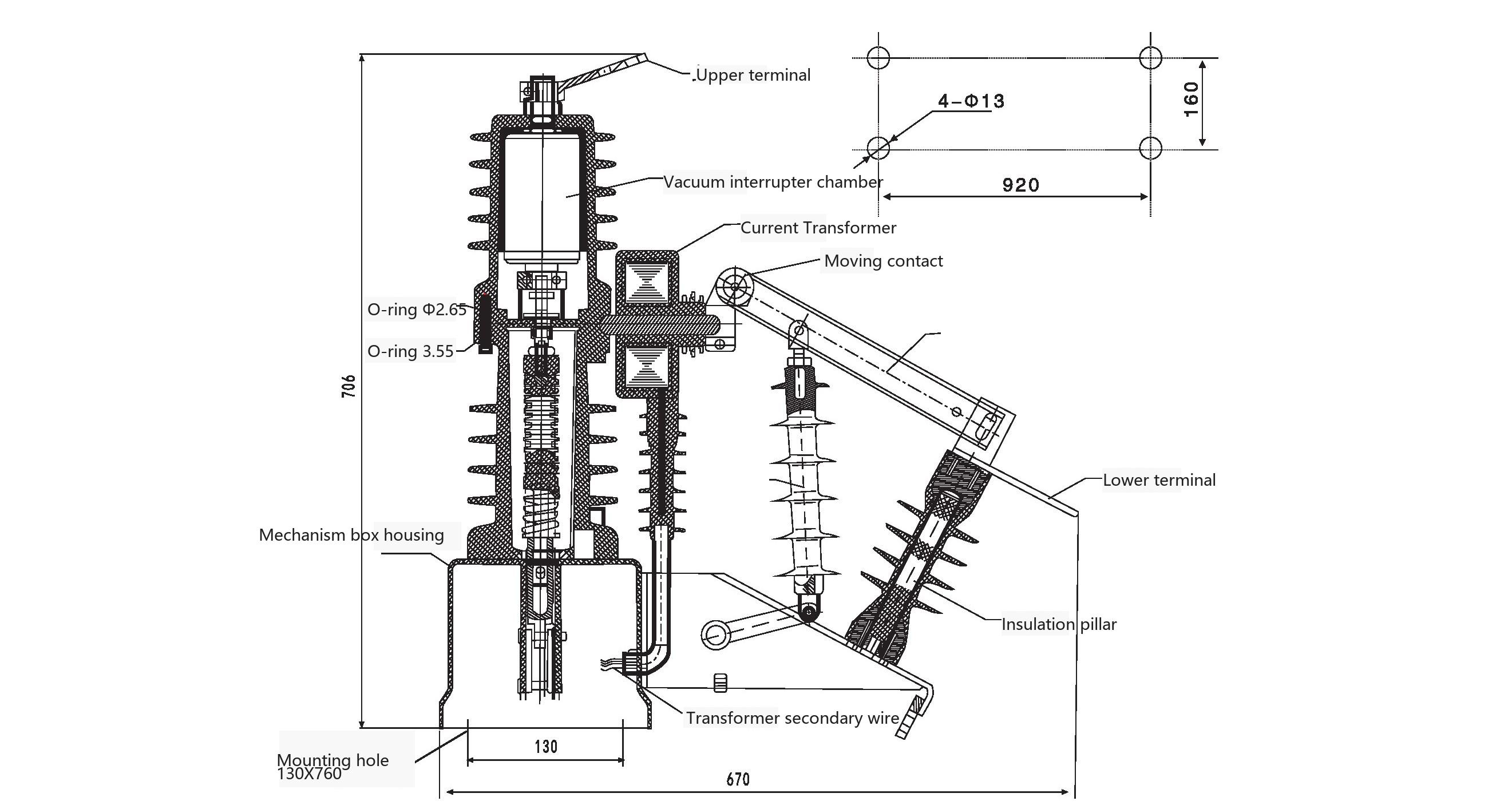 Circuit Breaker Outline and Installation Dimensions