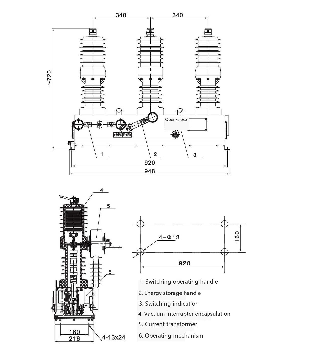 Circuit Breaker Outline and Installation Dimensions