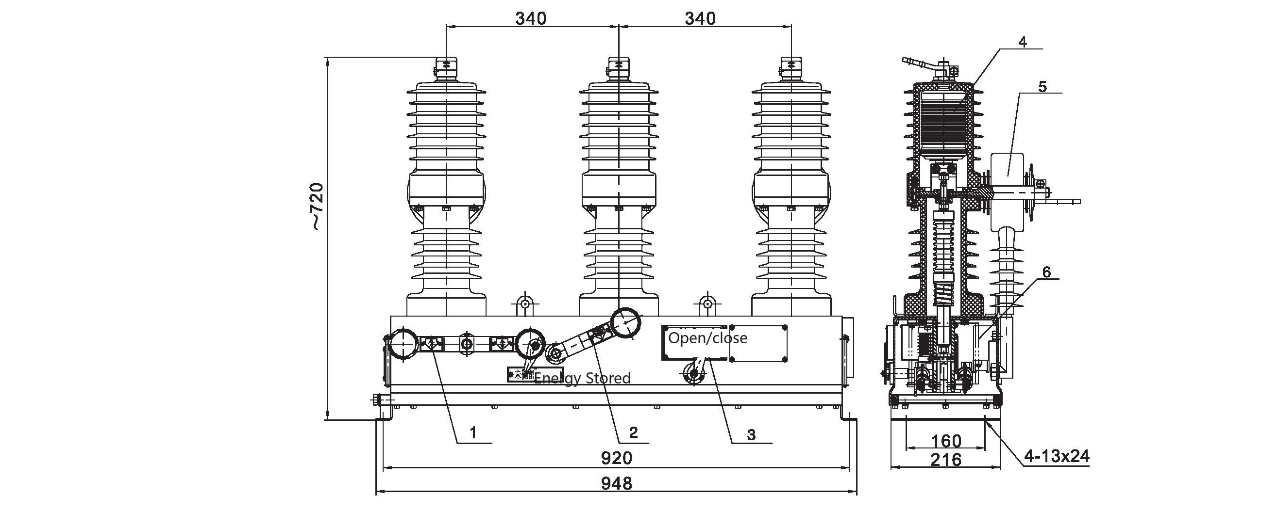 Boundary switch body and controller installed on same pole, connection diagram as shown in Figure 2